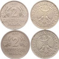 Deutschland 4 x 2 Mark 1951 G, D, F und J Ähren/ Weintrauben, vz