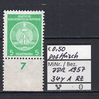 DDR 1957 Dienstmarken für Verwaltungspost B MiNr. 34 y A UR RZ postfrisch