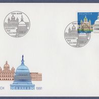 80) Schweiz FDC 1991 - MiNr. 1442 - Verbindung Schweiz-USA (2)