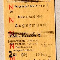 078) BRD - Pappfahrkarte - Monatskarte Aug 76 - Düsseldorf - Angermund