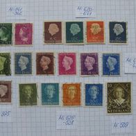 1940-1972, Netherlands, thematic set of 18 stamps: Queen Wilhelmina, Queen Juliana
