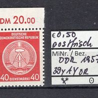 DDR 1957 Dienstmarken für Verwaltungspost B 7. Ausgabe MiNr. 39 y A Y postfrisch OR 3