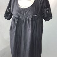 Soyaconcept Damen Marken Sommer Baumwoll Kleid Gr.L 40 schwarz Lochmuster