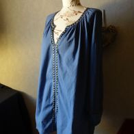 H&M Damen Marken Herbst Shirt Bluse Tunika Gr.44/46 blau Nieten