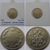 1902, Russian Empire, 15 kopeck (AP) - silver coin