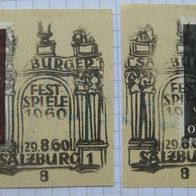1960, Österreich, Salzburger Fest Spiele 1960, 2 Stk Briefstücke mit Mi AT 1078,1081