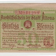 Altona-Notgeld 50 Pfennig vom 02.11.1918 rote Kz. Nr.044299A,