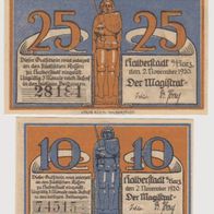 Halberstadt-Notgeld 10-25 Pfennig vom 01.11.1920, 2Scheine Motiv Bauwerke