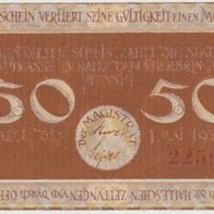 Halle-Notgeld 50 Pfennige vom 01.05.1920 rore Kz. 22591,