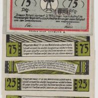 Halstenbeck-Pinneberg-Notgeld 2x25-50-75 Pfennig ohne Datum ,6Scheine