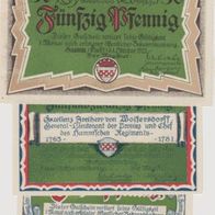 Hamm-Westfalen-Notgeld 10-25-50 Pfennig vom 01.10.1921 grüner Untergrund 3Scheine