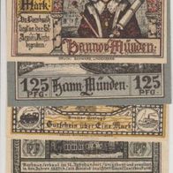 Hann-Münde-Notgeld 25-75-125 Pf. u. 1-2 Mark ohne Datum, 5Scheine Satz