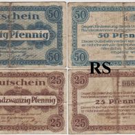 Hannover-Notgeld 25Pf.v.16.09.1917u.50Pf.v.01.10.1917, Kz.C.968012 u. B568638stark-geb