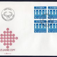 89) Liechtenstein FDC 1984 - MiNr. 837 - 4er Block - Europa CEPT 1984 - 25 Jahre CEPT