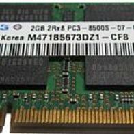 2GB RAM-Speichermodul Notebook Laptop 1066Mhz Samsung SO-DIMM DDR3 / M471B5673DZ1CF8