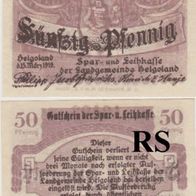 Helgoland-Notgeld 50 Pfennig vom 15.03.1919 Spar-und Leihkasse Kz. ohne No. groß10493