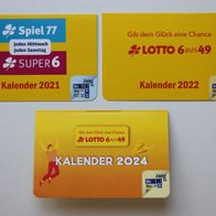 3 Taschenkalender von Lotto Rheinland-Pfalz für die Jahre 2021, 2022 und 2024