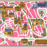 0160) BRD (DDR-Zeit) - Stadtplan Halle mit Sehenswürdigkeiten