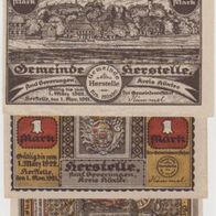 Herstelle-Notgeld 50 Pfennig und 1-2Mark vom 01.11.1921, 3Scheine