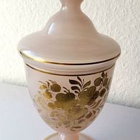 Bömisches Glas-Vase mit Deckel und Goldmotiv