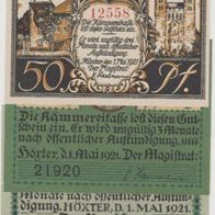 Höxter-Notgeld 10-25-50 Pfennig vom 01.05.1921, 3Scheine