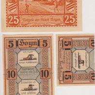 Hoym-Notgeld 25 Pf. vom 17.05.1921 u. 5-10 Pf. teilbar u. 5Pf. geteilt, 3Scheine