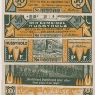 Husbyholz-Notgeld 5x50 Pfennige vom 01.07.1921, 6Scheine