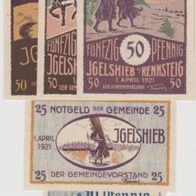 Igelshieb-Notgeld 10-25-3x50 Pfennig vom 01.04.1921 ,5Scheine