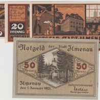 Ilmenau-Notgeld 10-20-25-50 Pfennige vom 01.01.1921, 4Scheine