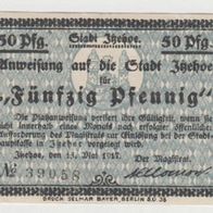 Itzehoe-Notgeld 50 Pfennig vom 15.05.1917 Wz. und -Nr. 39056, selten