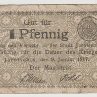 Jarotschin-Posen-Notgeld1Pf. v.09.01.1917-Wz. Kreuze in Quadraten-selten, stark gebr.