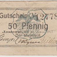 Jastrow-Jastrowie-Notgeld 50 Pf. vom10.01.1917, No.12778 gebrauchte-Erhaltung