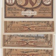 Jeßnitz-Anhalt-Notgeld 3x25-50-50 Pfennig von 1921 Glück Auf, 5Scheine
