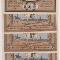 Jeßnitz-Anhalt-Notgeld 3x25-50-50 Pfennig von 1921mit Seriennummer,5Scheine