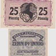 Jütebog-Notgeld 10-25 Pfennig vom 01.04.1920, bis 31.12.1921,