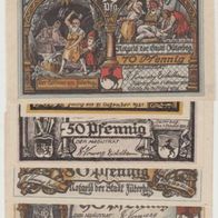 Jütebog-Notgeld 25-50-70-80-90 Pfennig vom 01.10.1920 bis 31.12.1922, 5Scheine