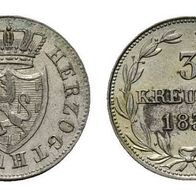 Nassau Wilhelm (1816-1839) 3 Kreuzer 1833 f. vz