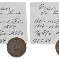 Reuss jüngere Linie 1/2 Pfennig 1841 A "HEINRICH LXII." (1818-1854) Rar !