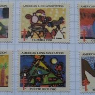 1980-The American Lung Association-Christmas Seals-Set (6 pcs)