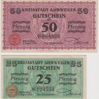 Ahrweiler-Notgeld 25-50 Pfennig vom 03.08.18 2 Scheine