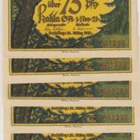 Kahla-Notgeld 6x75 Pfennig vom 01.11.1921 bis31.03.1922 6Scheine