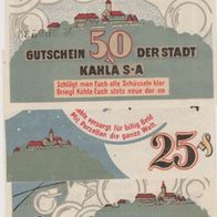 Kahla-Notgeld 25-50-75 Pfennige vom 15.08.1921 Stadtbilder, 3Scheine