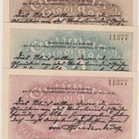 Kahla-Notgeld 25-50-75 Pfennige vom 15.09.1921 Hindenburgserie, 3Scheine