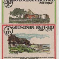 Keitum-Sylt-Notgeld 50 Pfenig und 1Mark vom 01.09.1921, 2Scheine