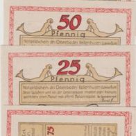 Kellenhusen-Bad-Notgeld 25.50-75-100 Pfennige ohne Datum, 4Scheine