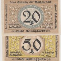 Kellinghusen-Notgeld 20-50 Pfennig vom 06.08.1920, 2Scheine