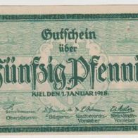 Kiel-Notgeld 50 Pfennige vom 01.01.1918 Unterschrift, Dr. Gradenwitz,