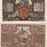 Kirn-Nahe-Notgeld 50 Pf. vom 20.05.1920 und 50 Pf. vom 09.09.1920, 2Scheine