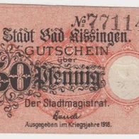 Kissingen-Bad-Notgeld 50 Pfennige von 1918 dunkelgelb Kz. Nr.77114