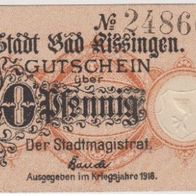 Kissingen-Bad-Notgeld 50 Pfennige von 1918 hellgelb Kz . Nr. 248660